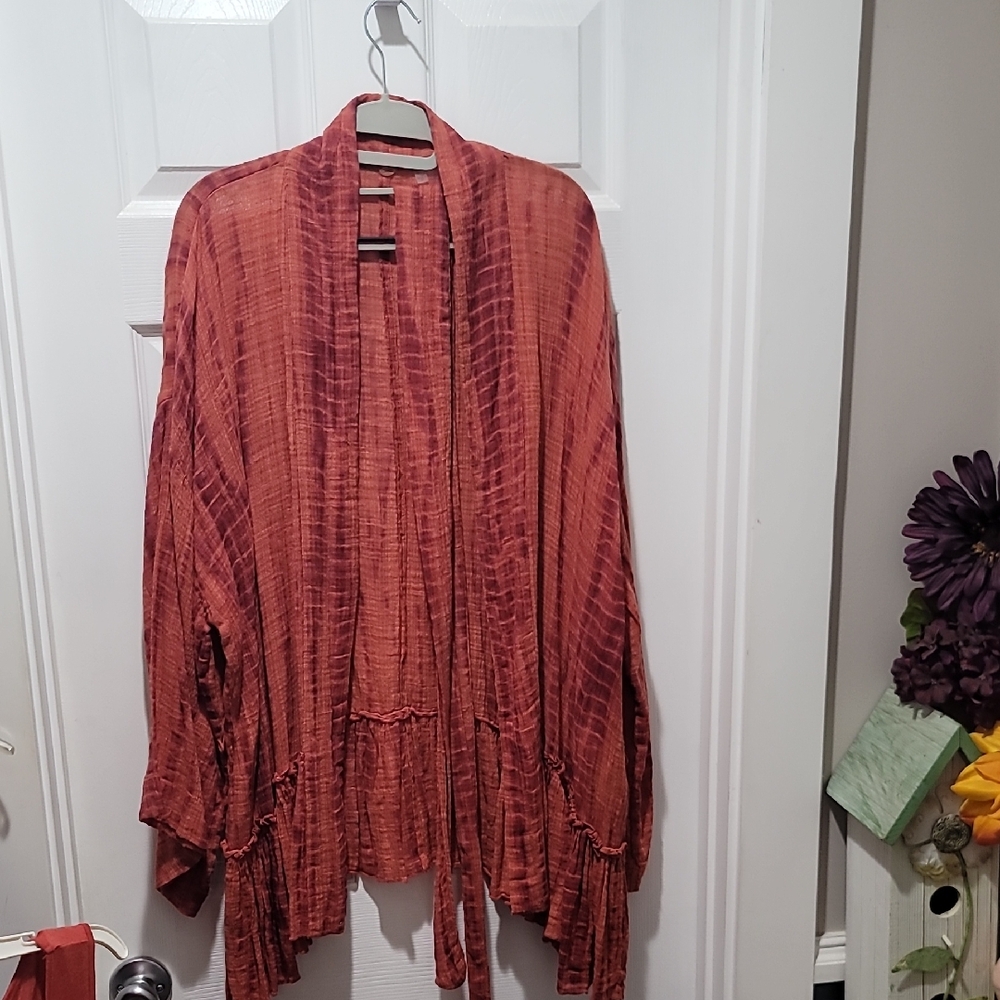 Rust Orange Open-Front Women’s Cardigan